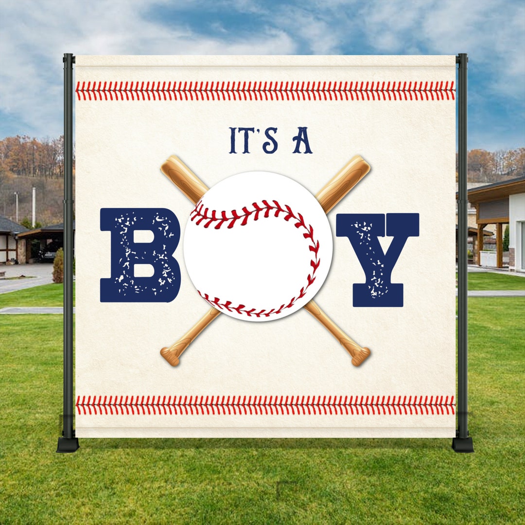 It's A Boy Baseball Theme Baby Shower Vinyl Backdrop Etsy