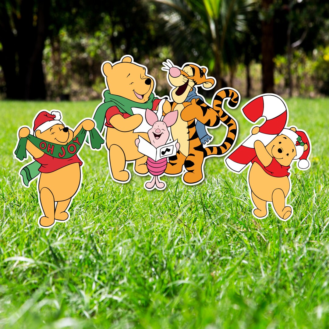 Set of 3 Winnie the Pooh Christmas Foam Board or Coroplast Cut Etsy