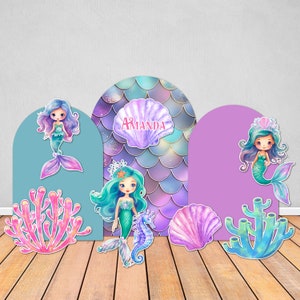 Personalized Mermaid Themed Foam Board Cut Outs, Mermaid Party Props, Under The Sea Theme Birthday Party, Mermaid Yard Signs