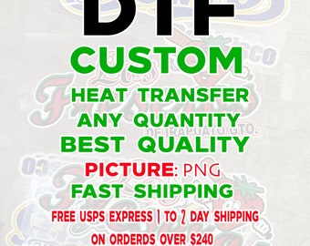 Full-color custom DTF printing -  Ready-to-print DTF heat transfer better than screen printing for t-shirts or hoodies for sale logos