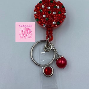 Christmas Rhinestone Badge Holder, Gifts for Her, Hospital Badge Reel, Nurse badge Reel, Doctor Badge Reel