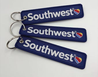 Southwest Airlines Embroidery Luggage Tags, Flight Crew Tags, Travel Keychain, (3pcs)
