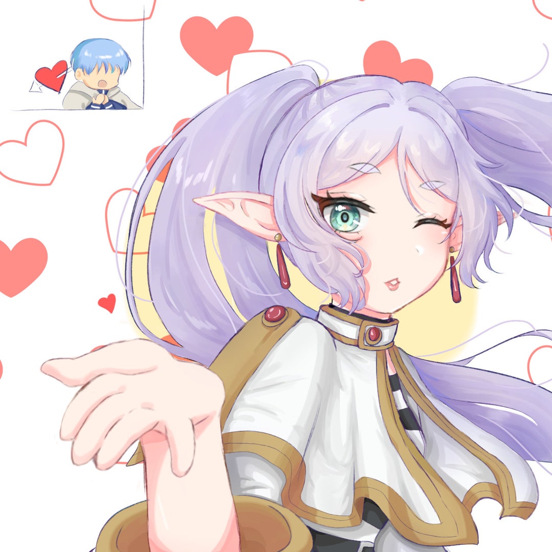 Wallpaper of Frieren and Himmel Flirting With Each Other - Etsy