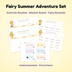 Ensemble aventure estivale féérique – Fée banane | Tableau des routines imprimable + tableau scintillant + coupons de récompense