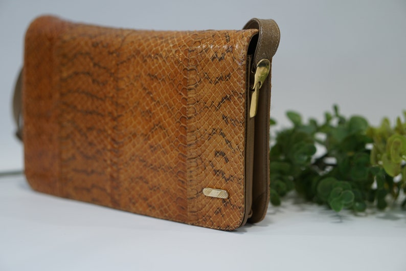 Vintage Leather Shoulder Bag Python Vintage Bag From the 70s Three ...