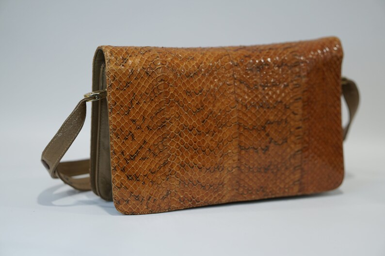 Vintage Leather Shoulder Bag Python Vintage Bag From the 70s Three ...