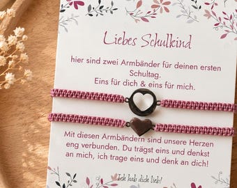 Mutter-Kind Armband zur Einschulung | Einschulung Mutmacharmband – Geschenk zum 1. Schultag für Schulkind & Eltern | Wunschanhänger