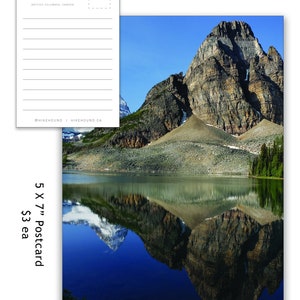 Image en miroir de Sunburst Peak à Sunburst Lake, carte postale 5 X 7", Colombie-Britannique Canada
