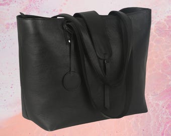 Sac fourre-tout en cuir de style classique pour femme, sac à provisions, sac messager pour ordinateur portable, sac fourre-tout noir extra large élégant