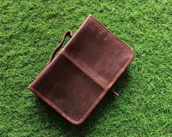 Elegant Leather Bible Cover with Carrying Handle, Sturdy Zipper, and Multifunctional Storage for Travel, Everyday Use Custom Bible Cover