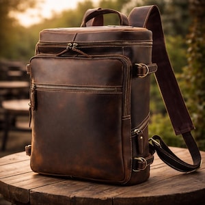 Mochila de viaje personalizada de piel flor, bolso para portátil de 17,5 pulgadas, diseño espacioso, múltiples compartimentos y correas ajustables.