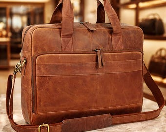 Borsa Messenger In Vera Pelle Di Bufalo | 15 Pollici, Tracolla Regolabile, 5L