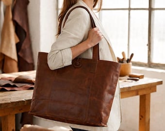 Grand sac à main en cuir pour femme | Véritable sac à main messenger à poignée supérieure | Sac à main porté épaule en cuir véritable pour femme
