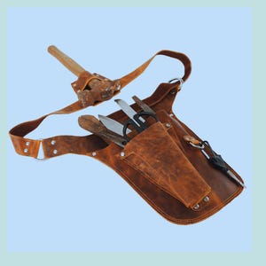 Gardener Farmer Tools - Waist Pouch for Electrician, Carpenter and Construction Belt Bag - Premium Full Grain Genuine Leather Tool Belt