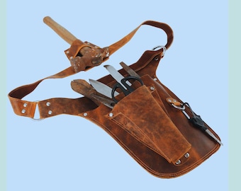 Bolsa de herramientas para jardinería y agricultura: riñonera para electricistas, carpinteros y constructores, hecha de cuero genuino de grano completo de primera calidad.