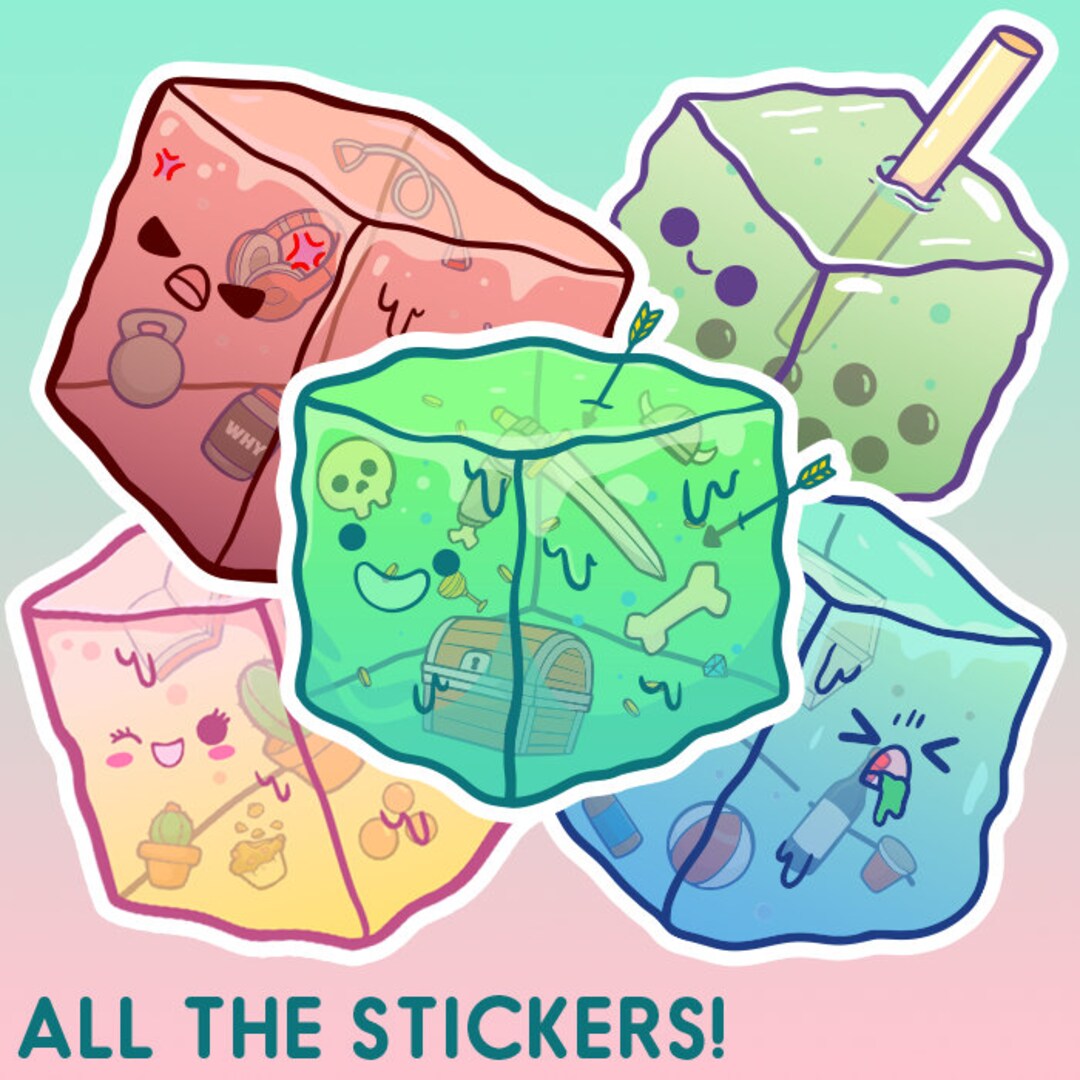 Cute Gelatinous Cube Stickers Etsy