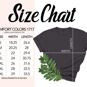May include: Size chart for a unisex heavyweight t-shirt. The chart shows the width and length measurements in inches for sizes S through 4XL.