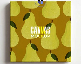 Mockup vierkant canvas PSD | 1:1 muurkunstlijstmodel | Minimale Photoshop-sjabloon (digitale download)