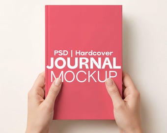 Hand met dagboekmodel PSD | 6 x 9 dagboek mock-up, handheld planner mockup, KDP-notitieboekje, tijdschrift lifestyle mock-up, mijlpaalsjabloon