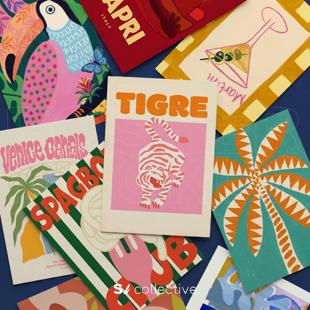 Poster Stack Mockup | Print Pile, Multiple Art, Layered Poster Art PSD ...