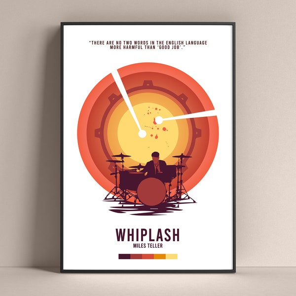 Whiplash Minimalist poster print artwork staring Miles Teller, J.K Simmons | A Damien Chazelle Film