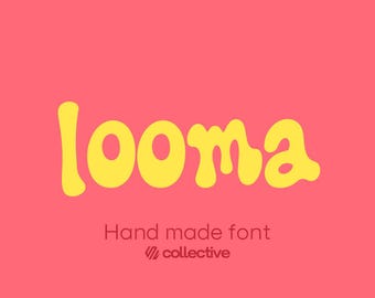 Looma-lettertype | Groovy bubbellettertype, retro-displaylettertype, OTF TTF-lettertype, speels canva-lettertype kleine letters, logo posterbranding, gedurfd dik lettertype