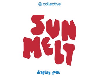 Sun Melt-lettertype | Gedurfd handgemaakt displaylettertype, grof onregelmatig lettertype voor posters, leuk retro surflettertype, lettertype surflogo, linosnedestijl