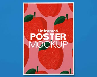 Niet-ingelijste 5:7 poster-mockup PSD | A4 DIN A minimaal verticaal met bewerkbare achtergrondkleur | PSD-sjabloon voor Etsy Shops (digitale download)