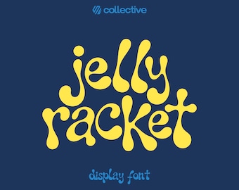 Lettertype Jelly Racket | Groovy retro-displaylettertype, BLOB-lettertype, handgetekende Y2K-logolettertype, speels canvaslettertype, zomer, kusthandgetekend lettertype