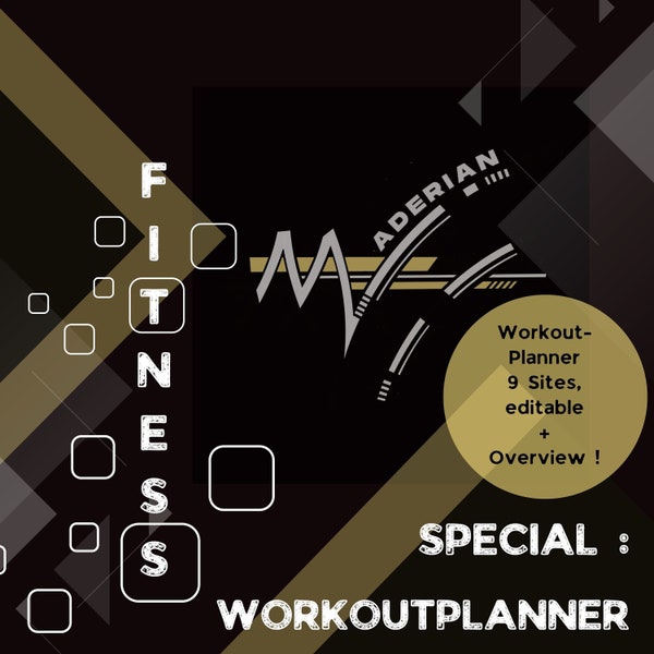 Printable, fillable, muscle groups, workout planner for gym / Homestudio, PDF, language: English + German (Small business).