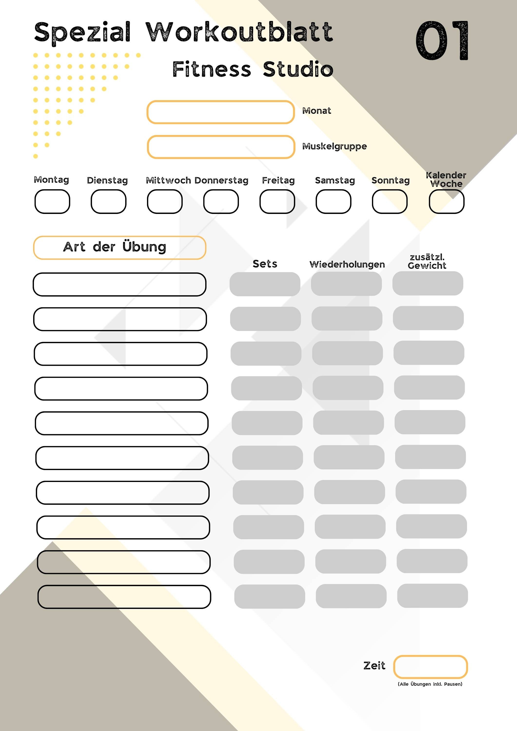 Printable, Fillable, Muscle Groups, Workout Planner for Gym