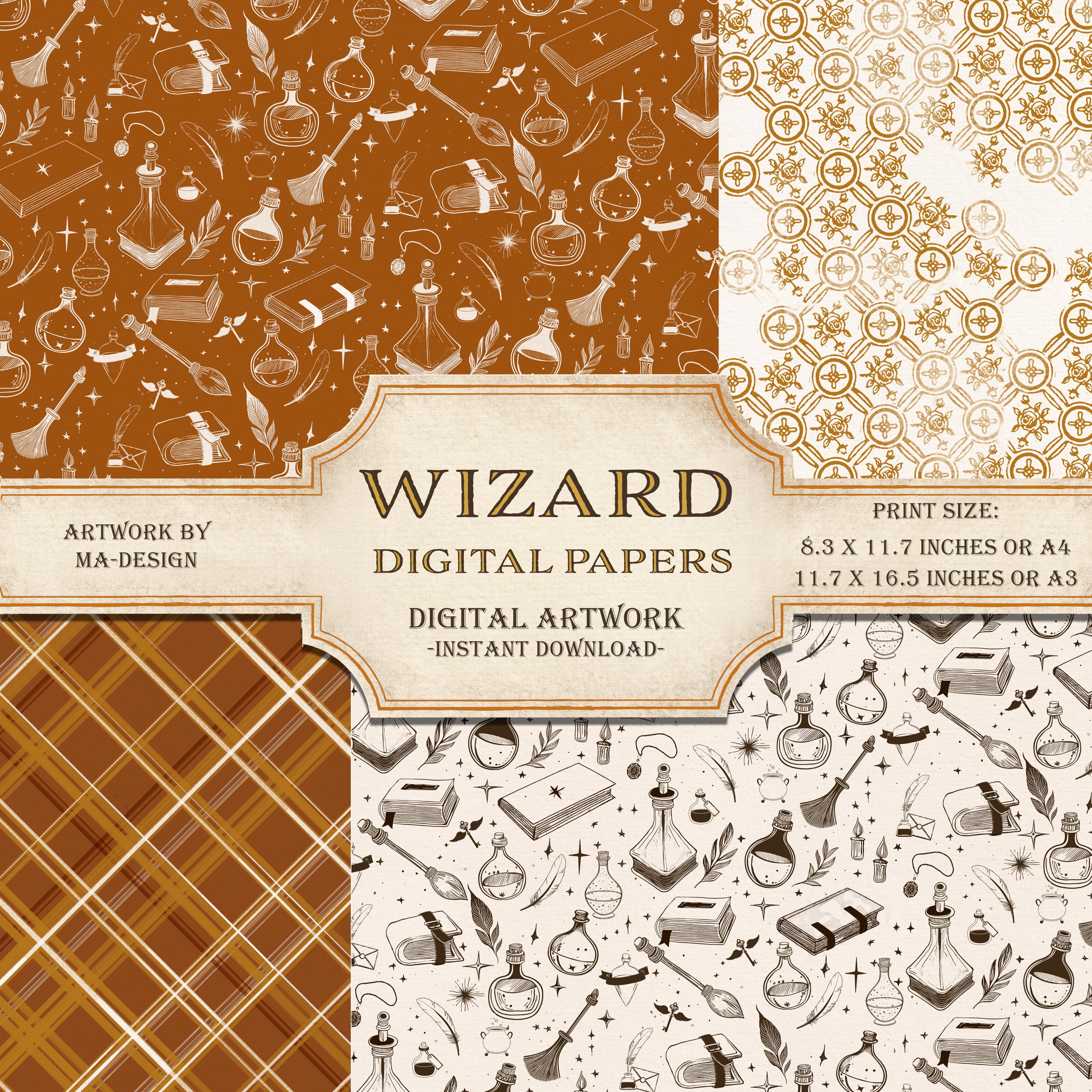 WIZARD DIGITAL Paper House Yellow Set Gift Fantasy Print Magical Wizard ...