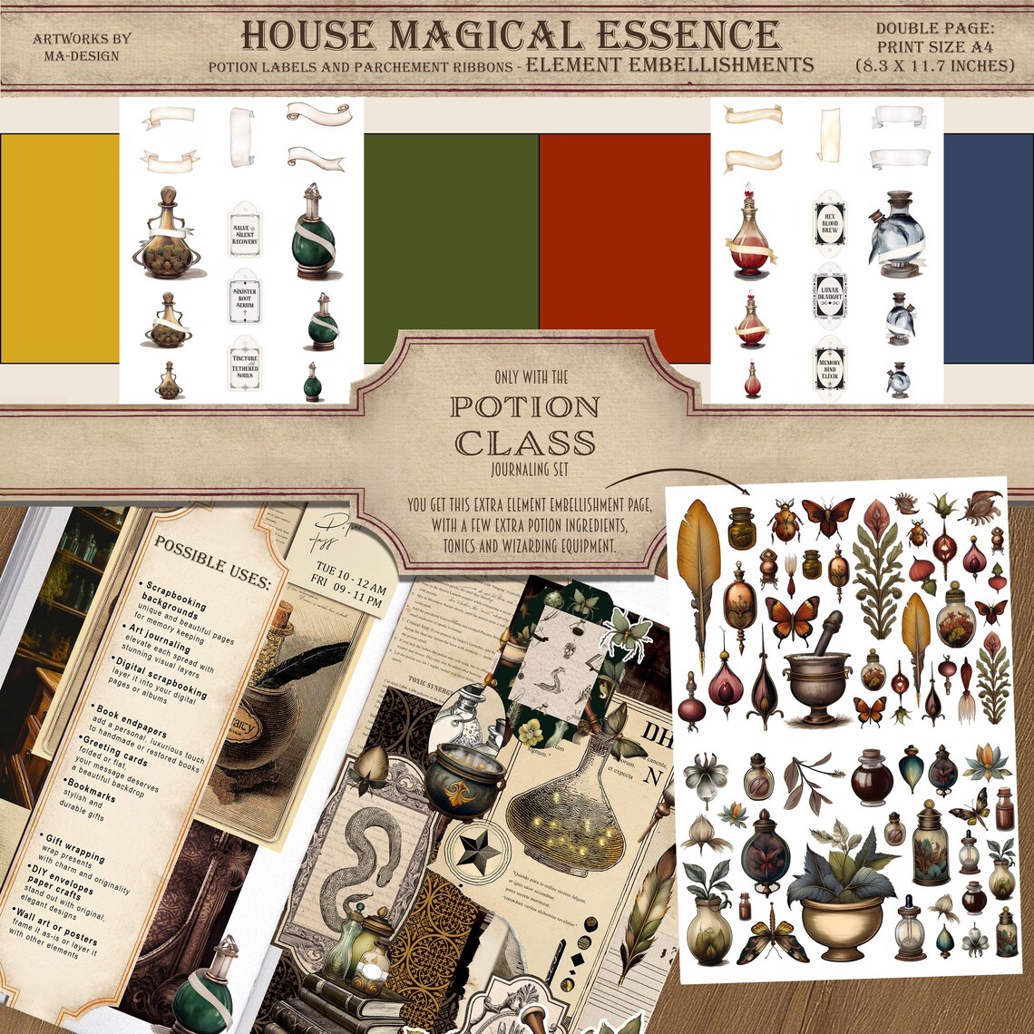 Wizard Journal Ringed WIZARD POTION CLASS Junk Journal Moody Wizard Journal Kit Back to ...