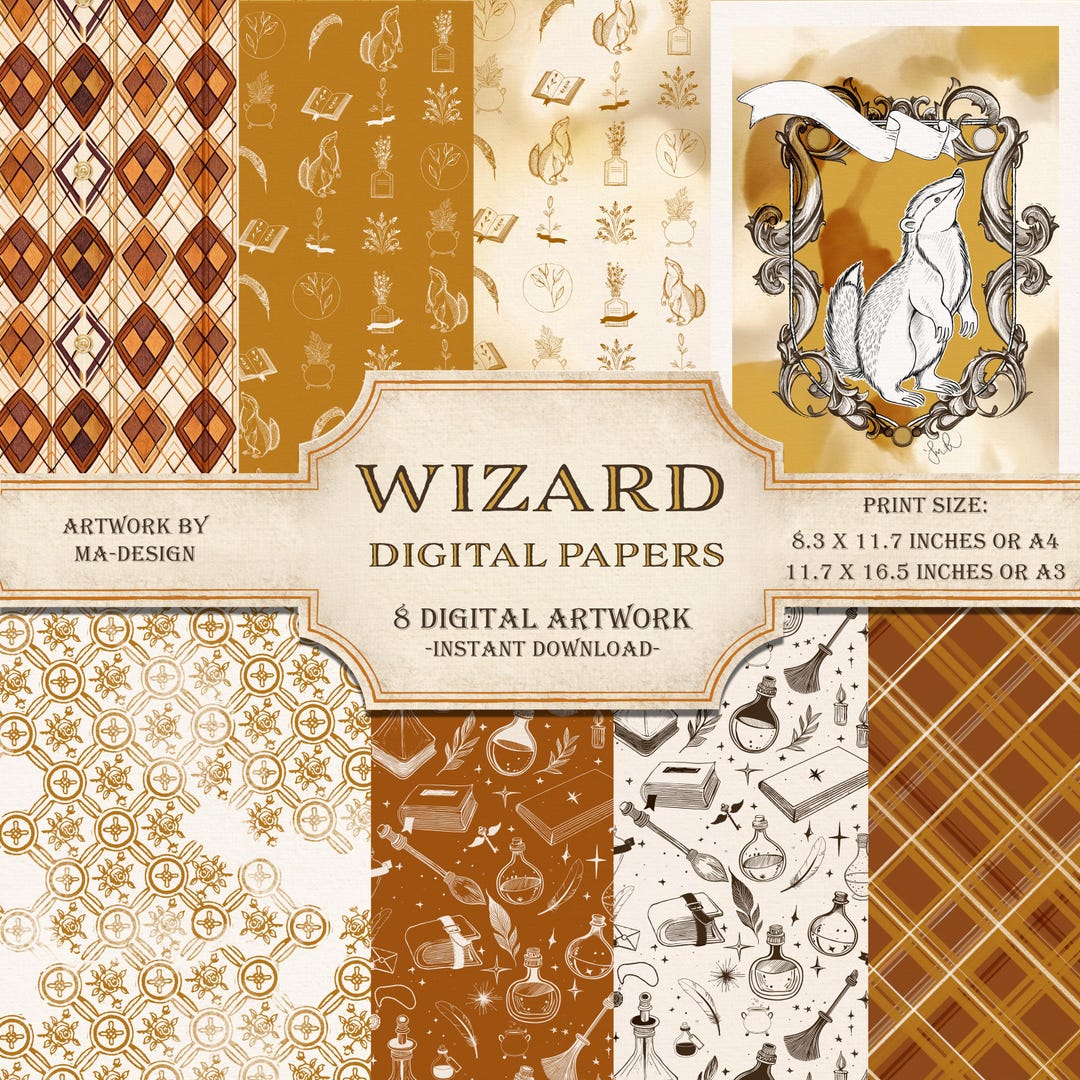 WIZARD DIGITAL Paper House Yellow Set Gift Fantasy Print Magical Wizard ...