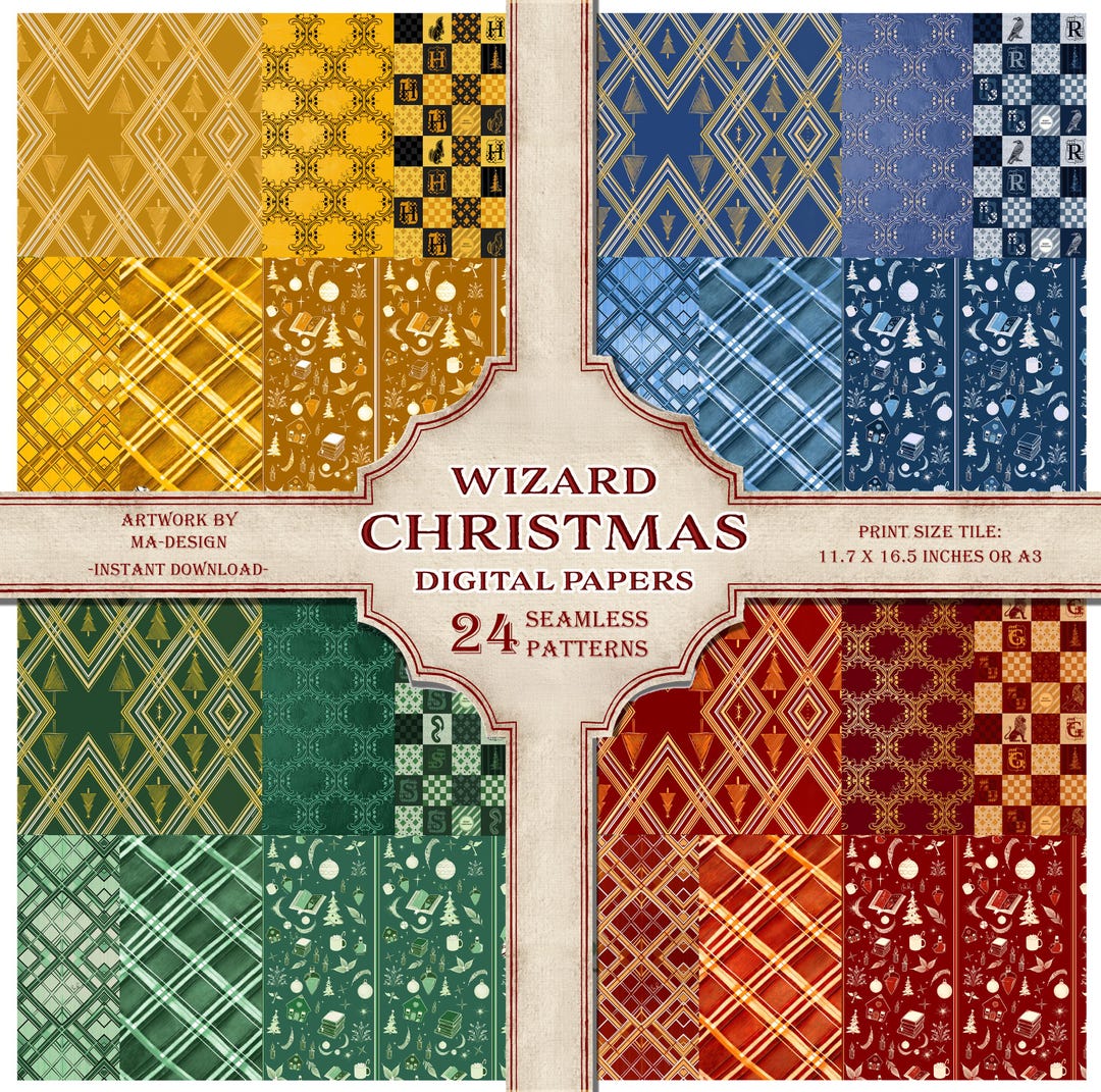 Pink Wizard Pattern WIZARD CHRISTMAS SEAMLESS Digital Paper Gift Fantasy Print Magic Wizard ...