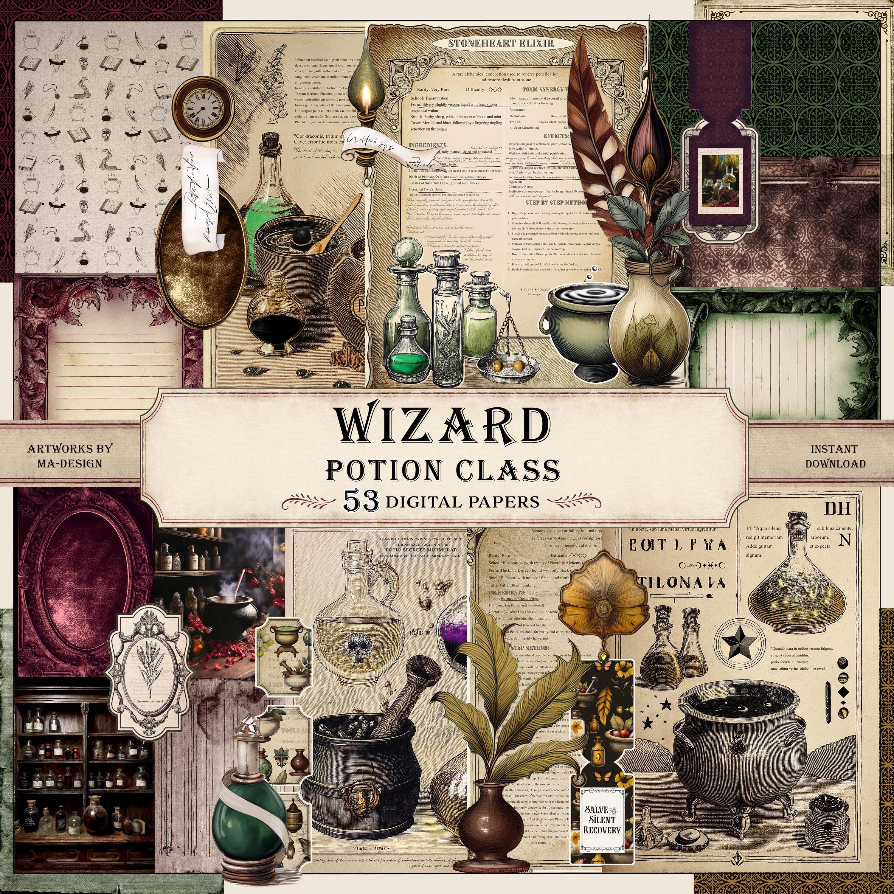 Wizard Journal Ringed WIZARD POTION CLASS Junk Journal Moody Wizard Journal Kit Back to ...
