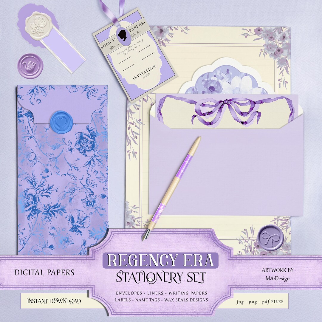 Regency Paper Regency Stationery Set Gift Writing Paper Envelopes Letter Set Society ...