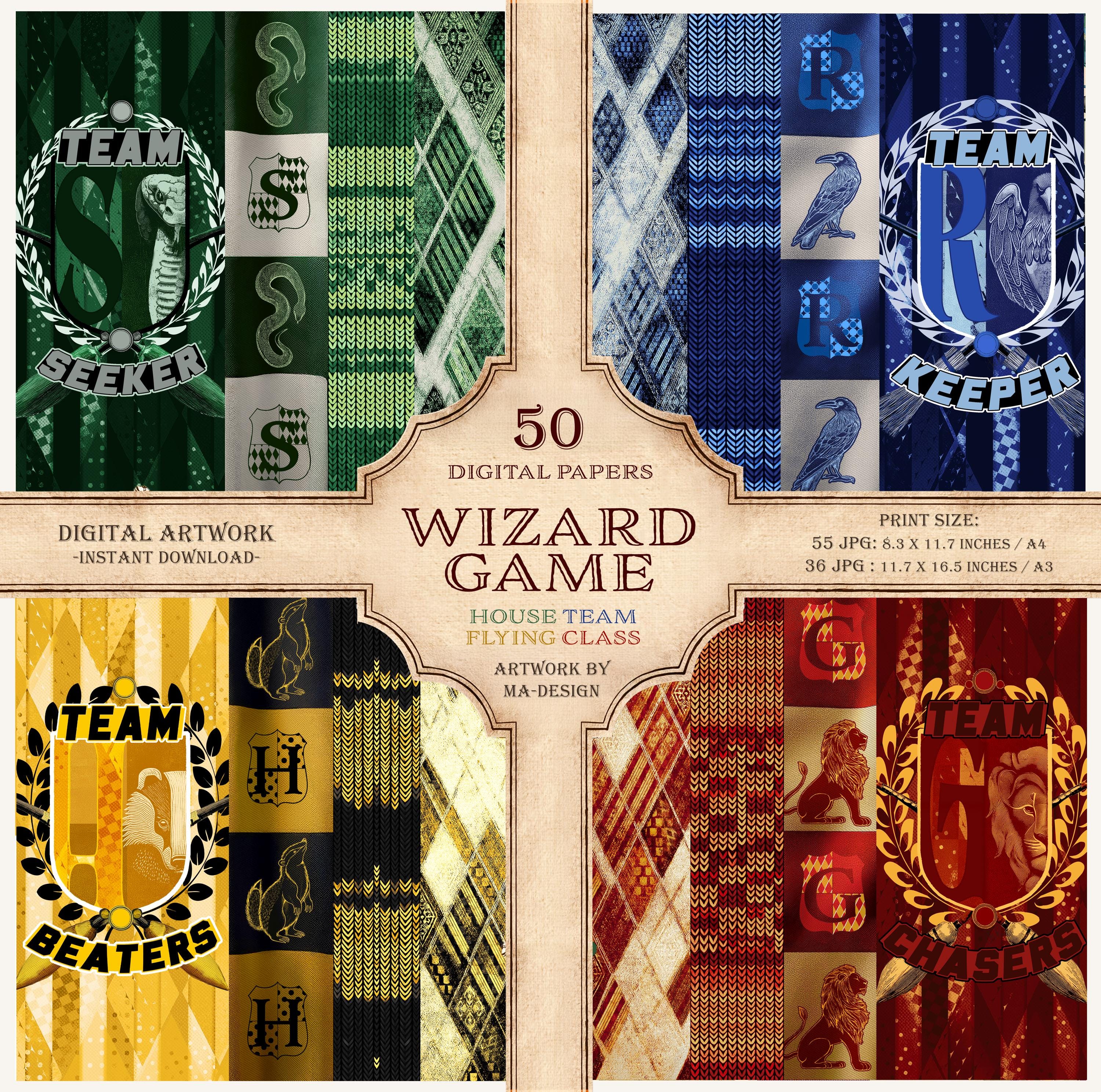 Wizard Journal Ringed BUNDLE WIZARD GAME Digital Paper Inspired Set Journal Magical Wizard ...