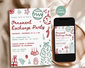 bewerkbare uitnodiging voor het uitwisselen van ornament, uitnodiging voor het uitwisselen van geschenken