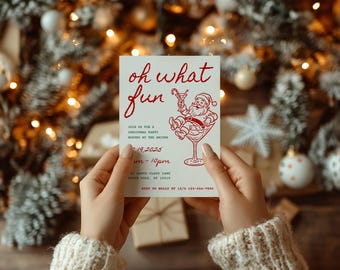 Editable Christmas Party Invitation Template, Holiday Digital Invite