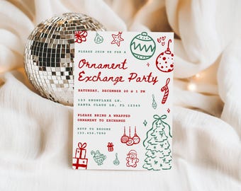 bewerkbare uitnodiging voor het uitwisselen van ornament, uitnodiging voor het uitwisselen van geschenken