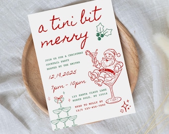Christmas Cocktail Party Invitation, Editable Holiday Text Invite (Digital Download)