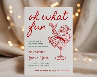 Oh What Fun Christmas Party Invitation Template (Editable Printable)