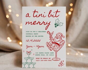 A Tini Bit Merry, bewerkbare uitnodigingssjabloon, kerstfeestuitnodiging, Jingle and Mingle, feestelijke gebeurtenis