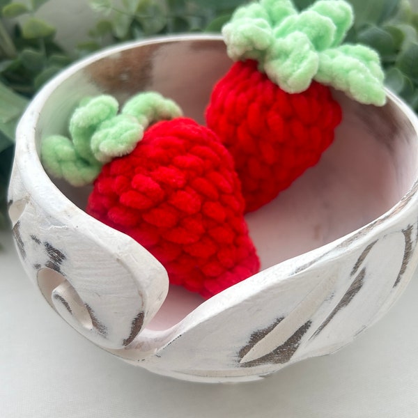 Crochet Strawberry Plushie | Strawberry Stuffed Toy | Kid, Toddler & Infant Toy