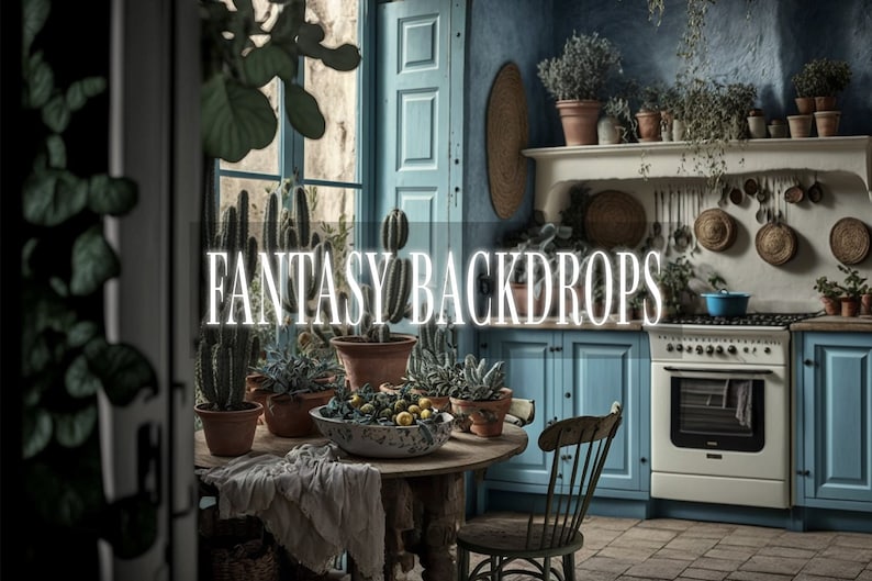 Boho Kitchens Digital Backdrops, Portrait Backdrop Overlays, Studio ...