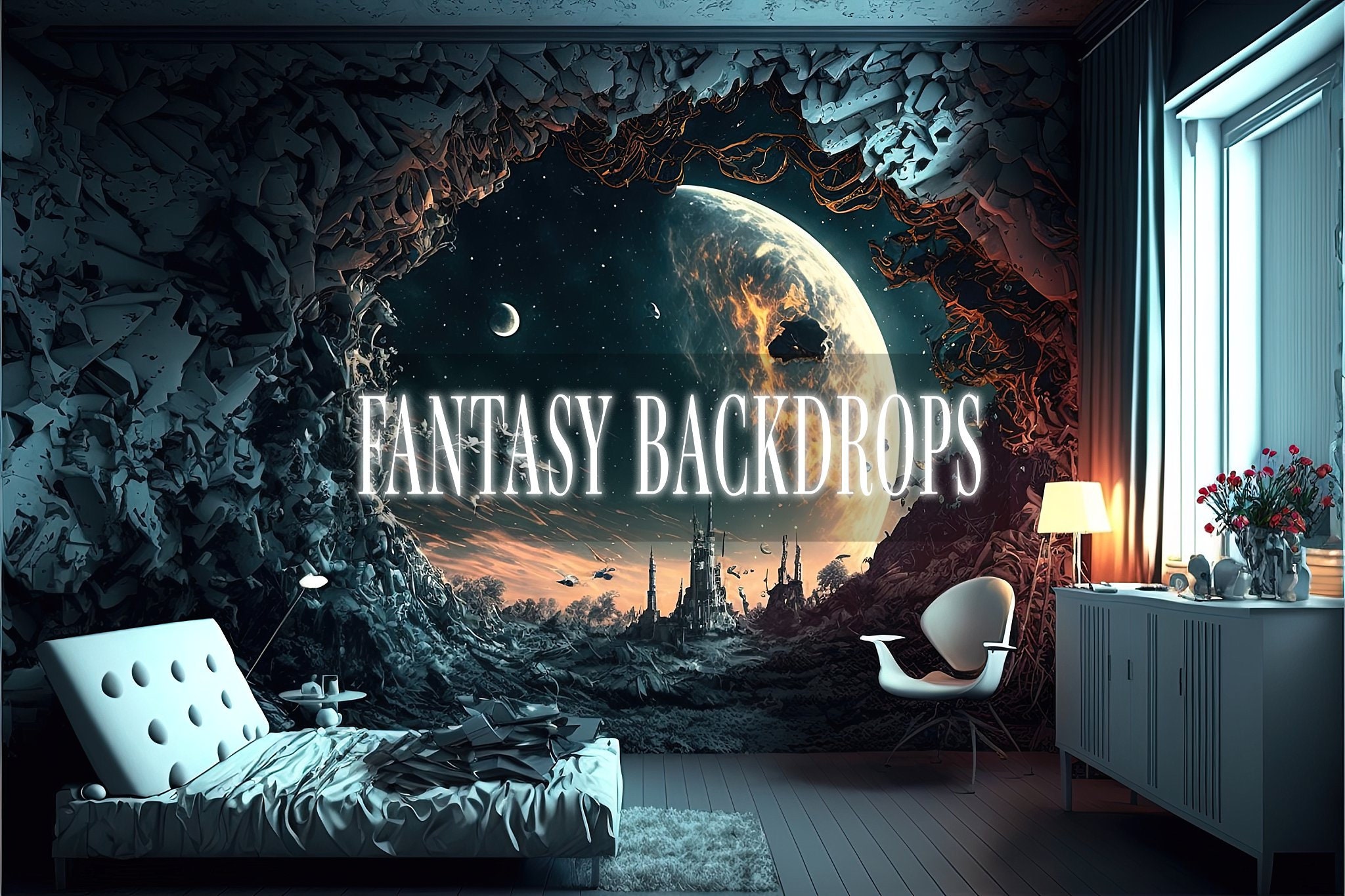 Space Rooms Digital Backdrops, Portrait Backdrop Overlays, Studio ...