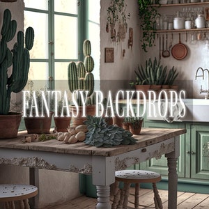 Boho Kitchens Digital Backdrops, Portrait Backdrop Overlays, Studio ...