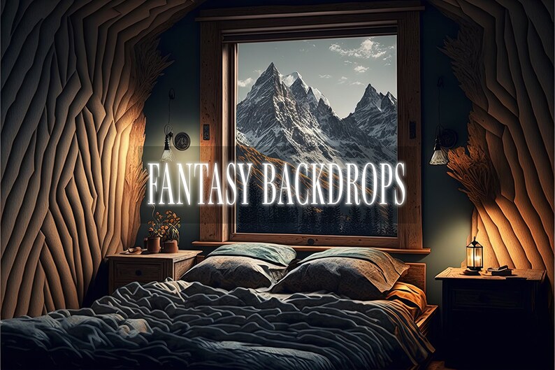 Overlooking Design Backdrop Mountain Cabin Digital Backdrops, Portrait Backdrop Overlays, Studio ...