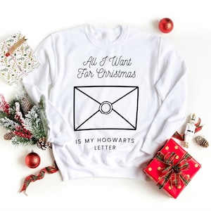 Tudo o que eu quero de Natal é a carta de Hogwarts, svg png pdf jpg, Impressão engraçada de bruxo, Download de presente mágico faça você mesmo, Design de sublimação para o feriado